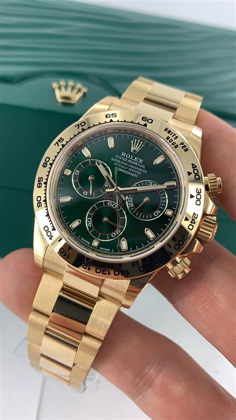 golden green rolex daytona|Rolex gold daytona for sale.